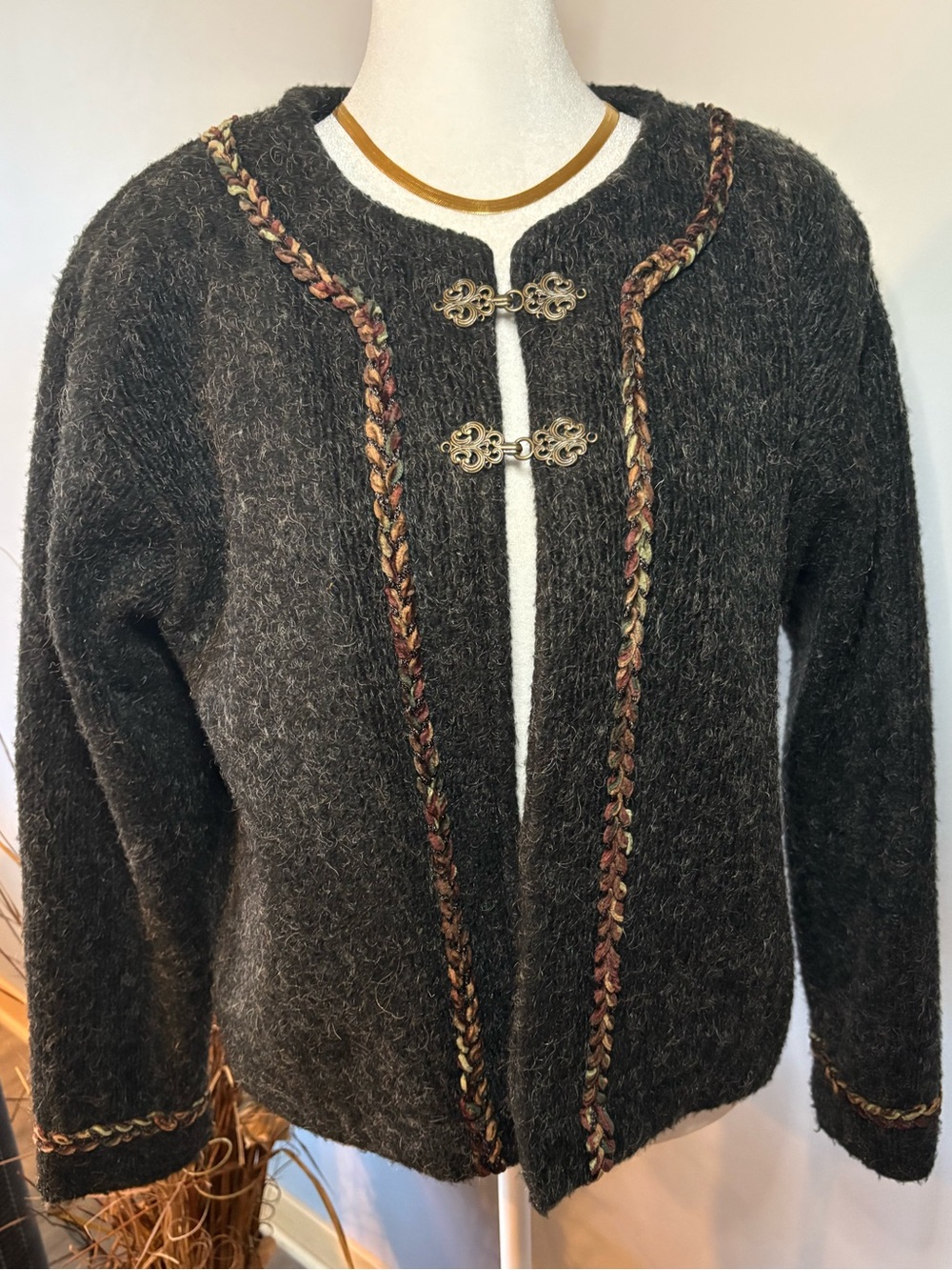 Vintage County Clothing Co Mohair Blend Jacket L Braided Trim Made in Canada